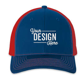 Richardson Snapback Trucker Hat - Color: Royal / Red