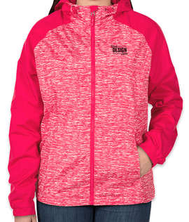 Sport-Tek Women's Heather Raglan Hooded Full Zip Jacket - Color: Pink Raspberry Heather / Pink Raspberry