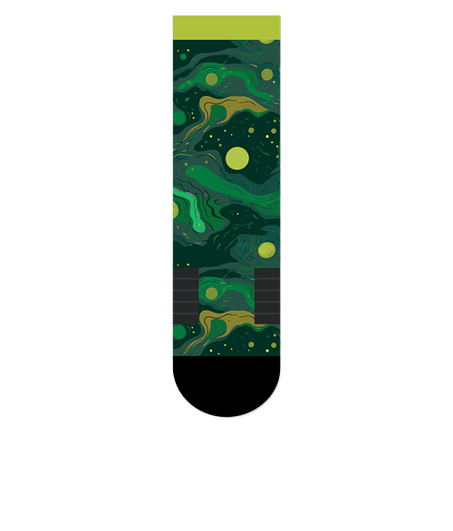 Abstract Oil Premium Crew Socks in Green