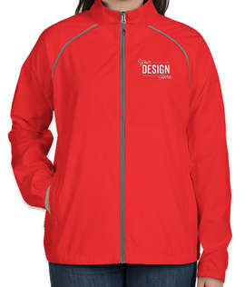 Elevate Women's Egmont Packable Contrast Zipper Windbreaker - Color: Team Red / Steel Grey