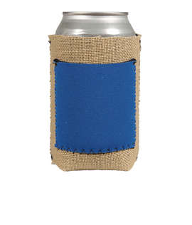 Full Color Burlap Can Cooler with Neoprene Pocket - Color: Royal Blue