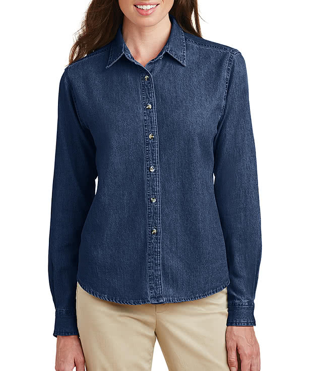 Port & Company Women's Denim Shirt - Printed
