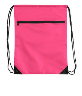 Zipper Drawstring Bag - Color: Hot Pink
