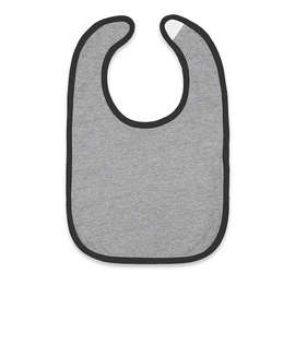 Rabbit Skins Contrast Trim Premium Jersey Baby Bib - Color: Granite Heather / Black