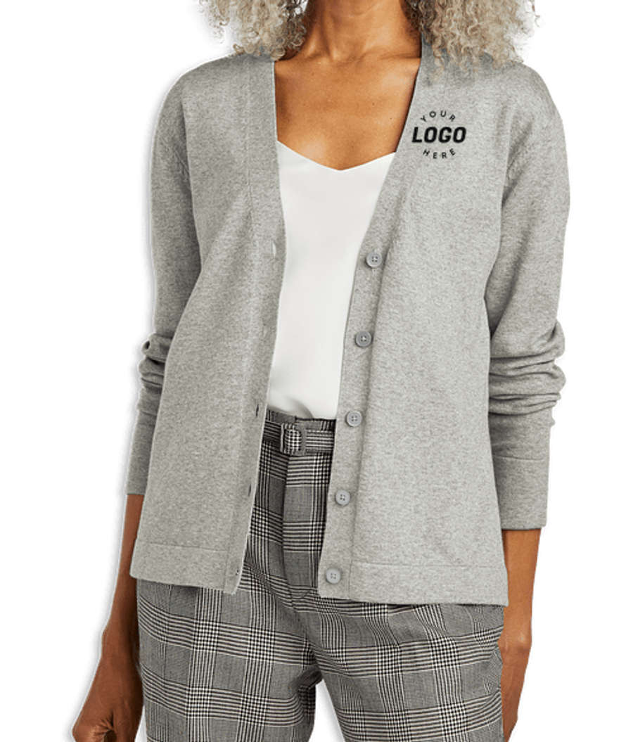Brooks Brothers Women’s Cotton Stretch Button-Front Cardigan in Light Shadow Grey Heather