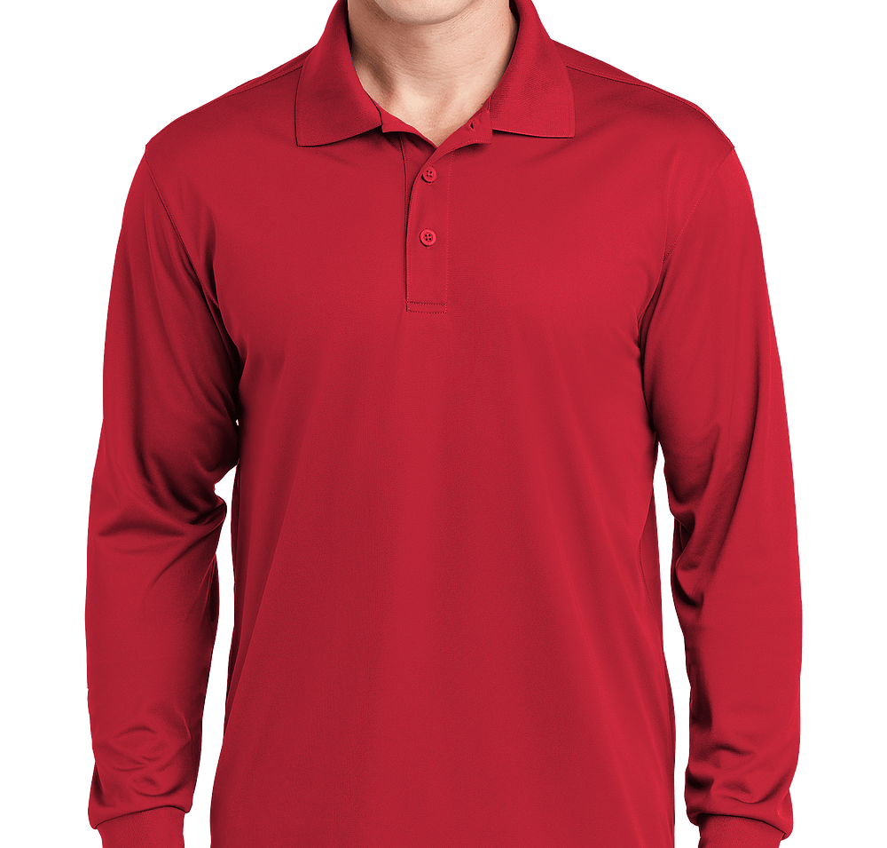 Sport-Tek Sport-Wick Micro Pique Long Sleeve Performance Polo - Printed-default