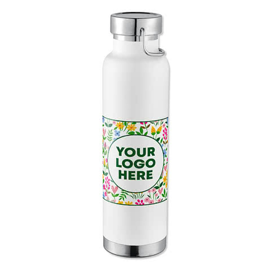 Floral 22 oz. Thor Copper Vacuum Insulated Water Bottle in Navy / Floral