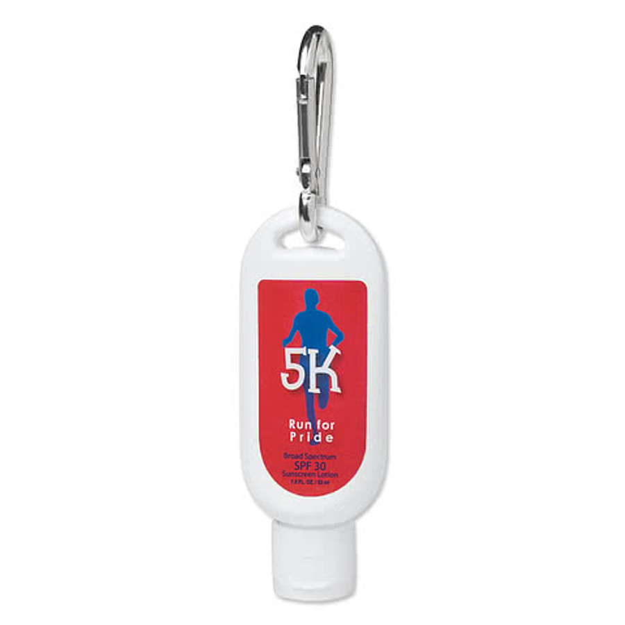 Full Color 1.8 oz. SPF 30 Sunscreen with Carabiner in White
