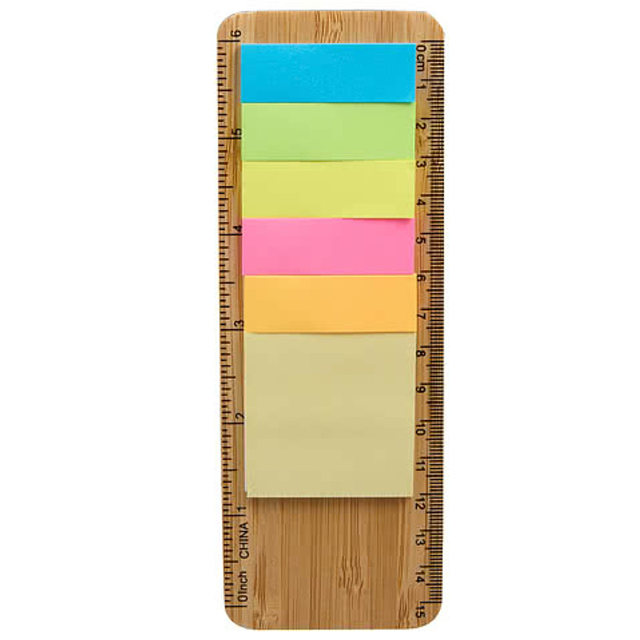 FSC Bamboo 6" Ruler with Sticky Notes
