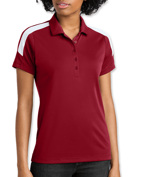 Sport-Tek Women's Competitor United Performance Polo in Deep Red / White