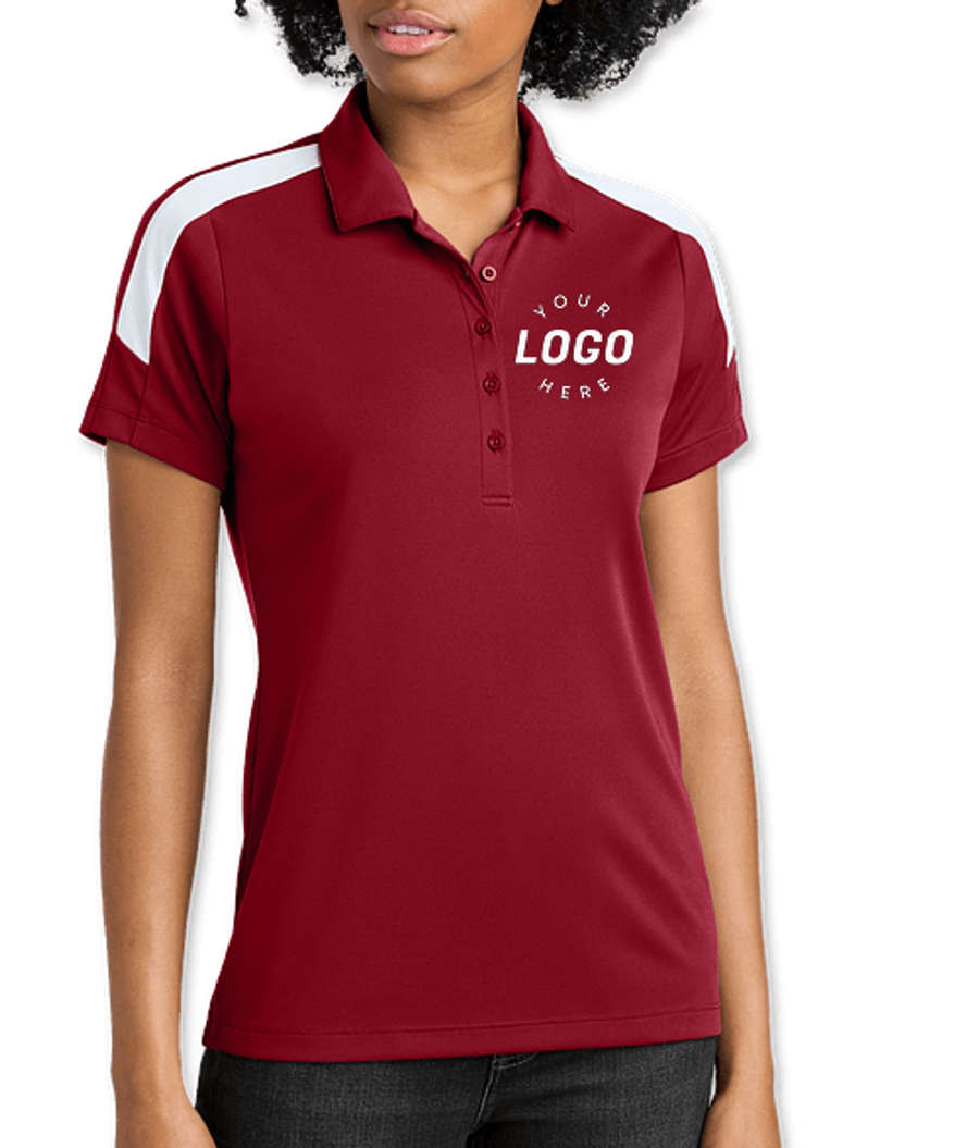 Sport-Tek Women's Competitor United Performance Polo in Deep Red / White