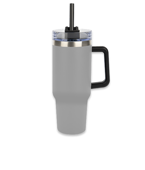 40 oz. Intrepid Stainless Steel Tumbler with Straw in Gray