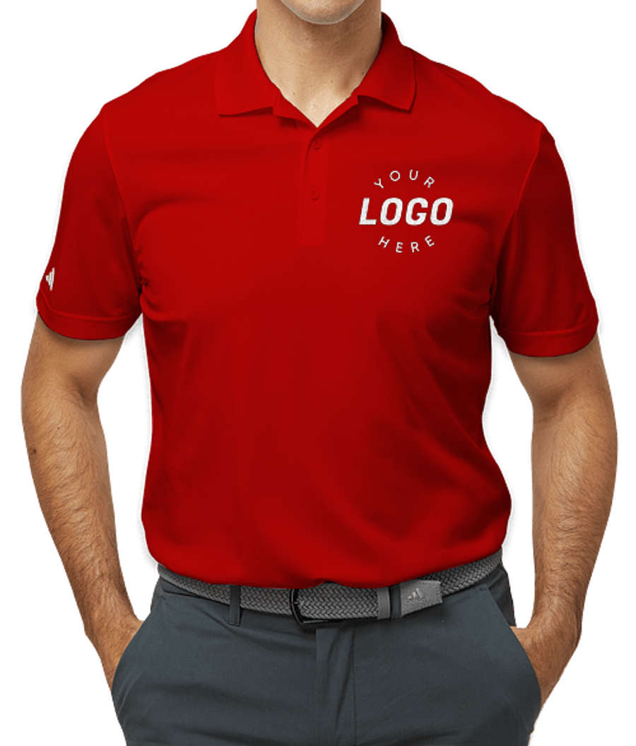 Adidas Sport Recycled Performance Polo - Embroidered in Power Red