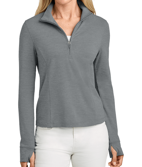 TravisMathew Women's Onward Stretch Half Zip Pullover in Quiet Shade Grey Heather