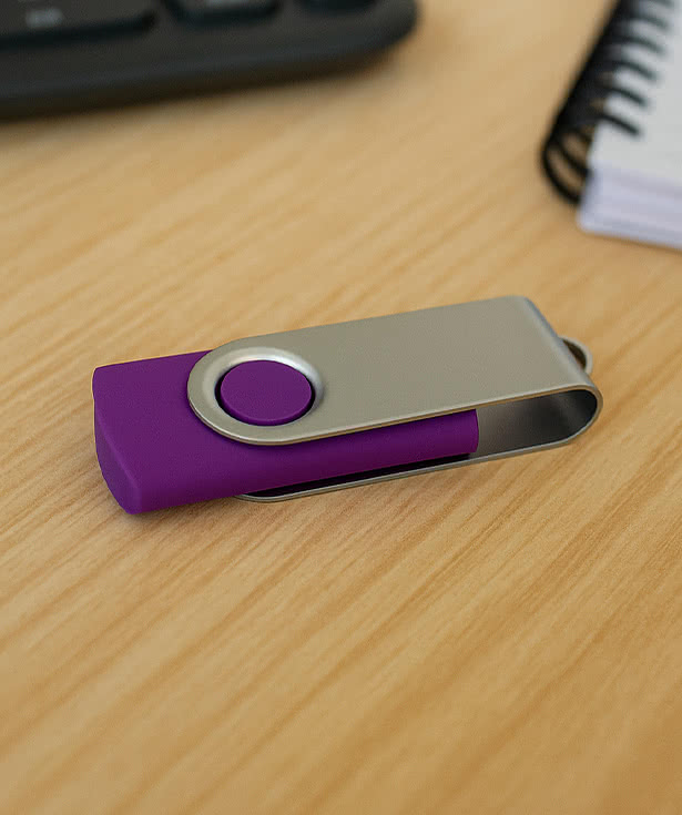 Full Color Silver Swivel Type-C USB Flash Drive 32GB