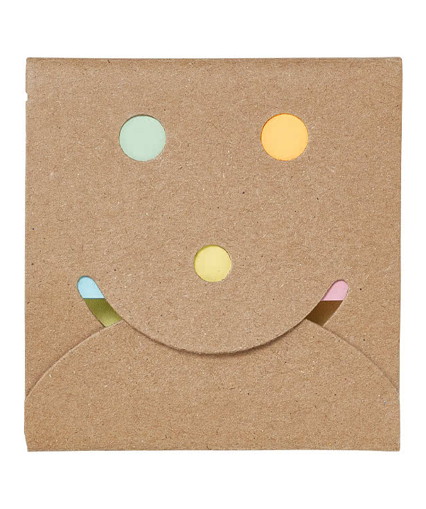 Happy Face Recycled Sticky Pack with Sticky Notes and Flags