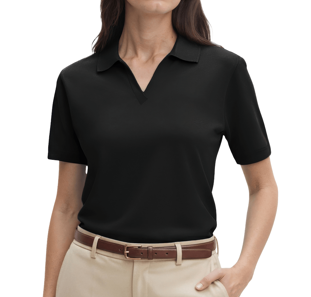 Blue Generation Women's Superblend Easy-Care V-Neck Pique Polo-default