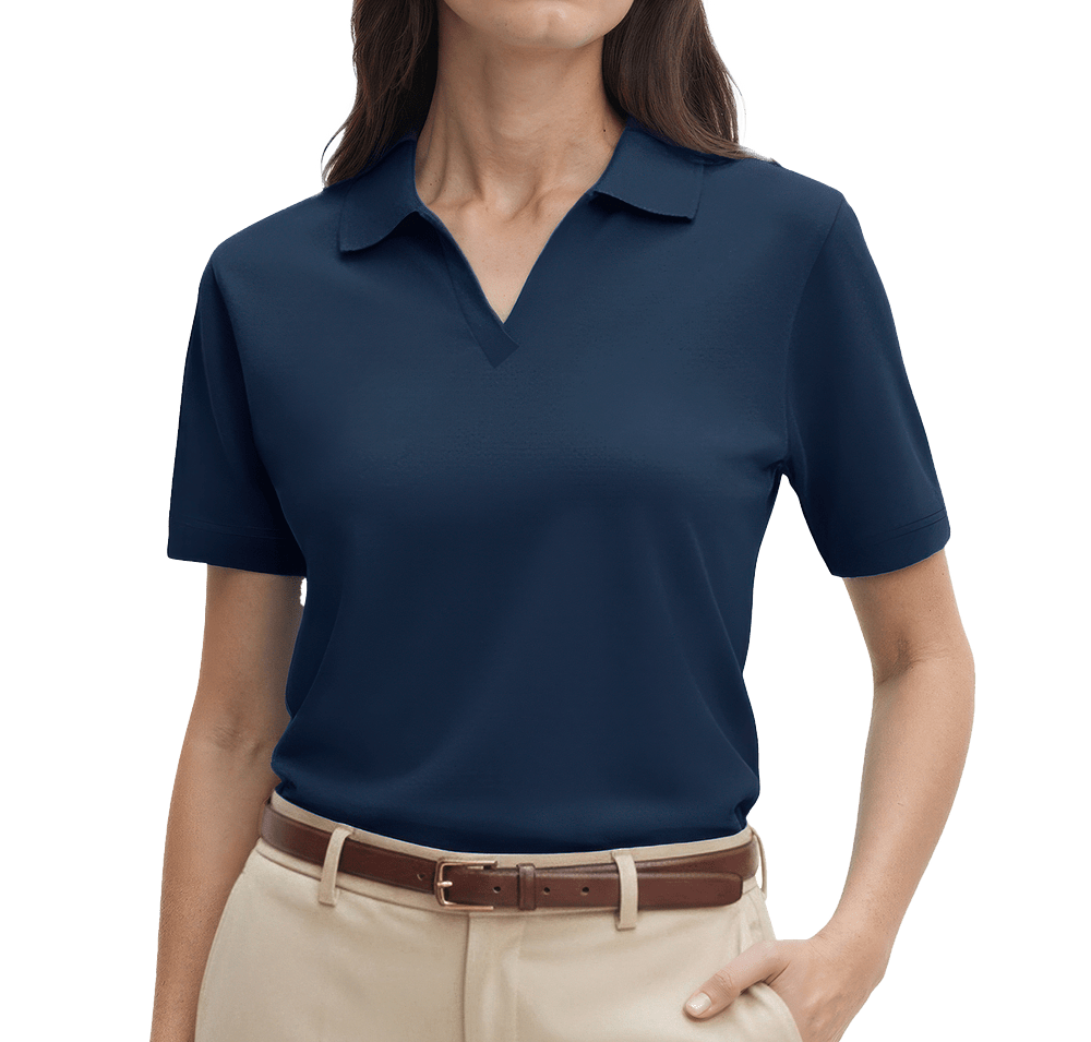 Blue Generation Women's Superblend Easy-Care V-Neck Pique Polo-default