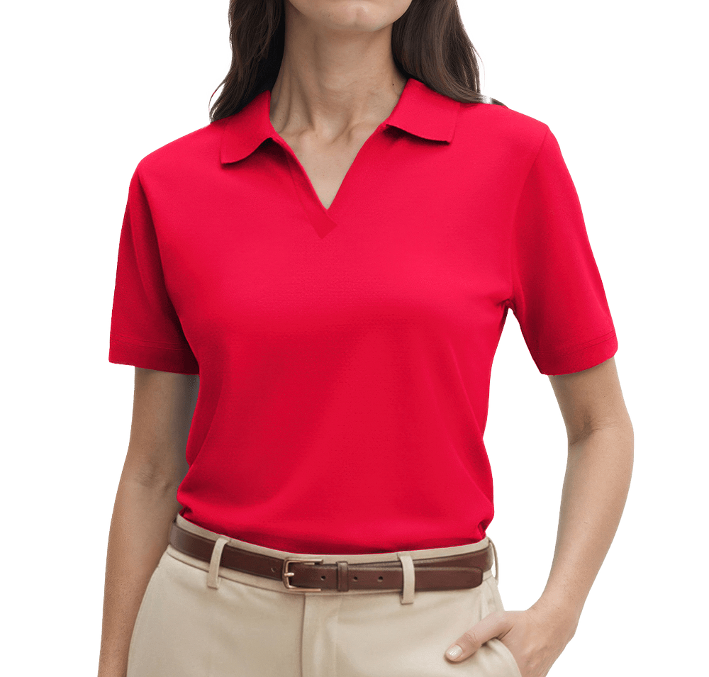 Blue Generation Women's Superblend Easy-Care V-Neck Pique Polo-default