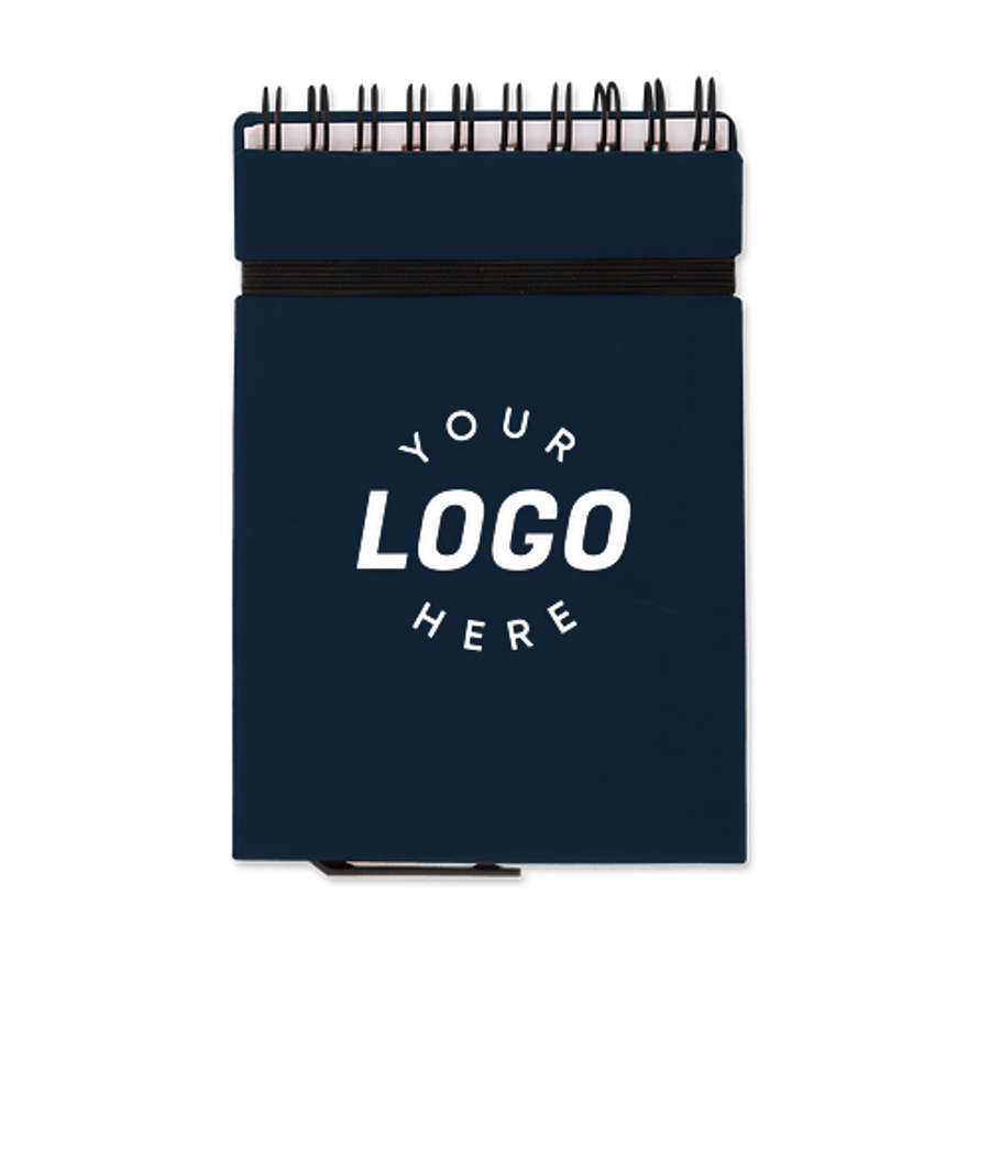 Mini Spiral Notebook with Sticky Notes and Pen in Navy