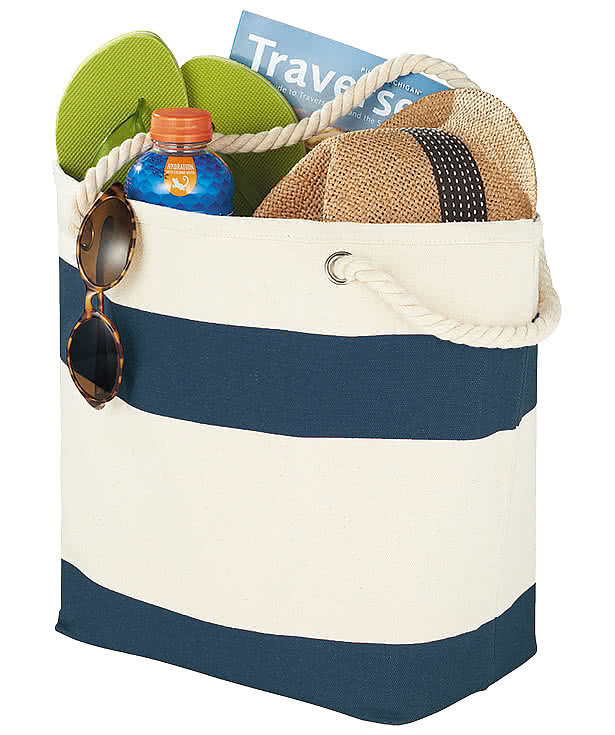 Large Nautical Stripe 100% Cotton Tote Bag