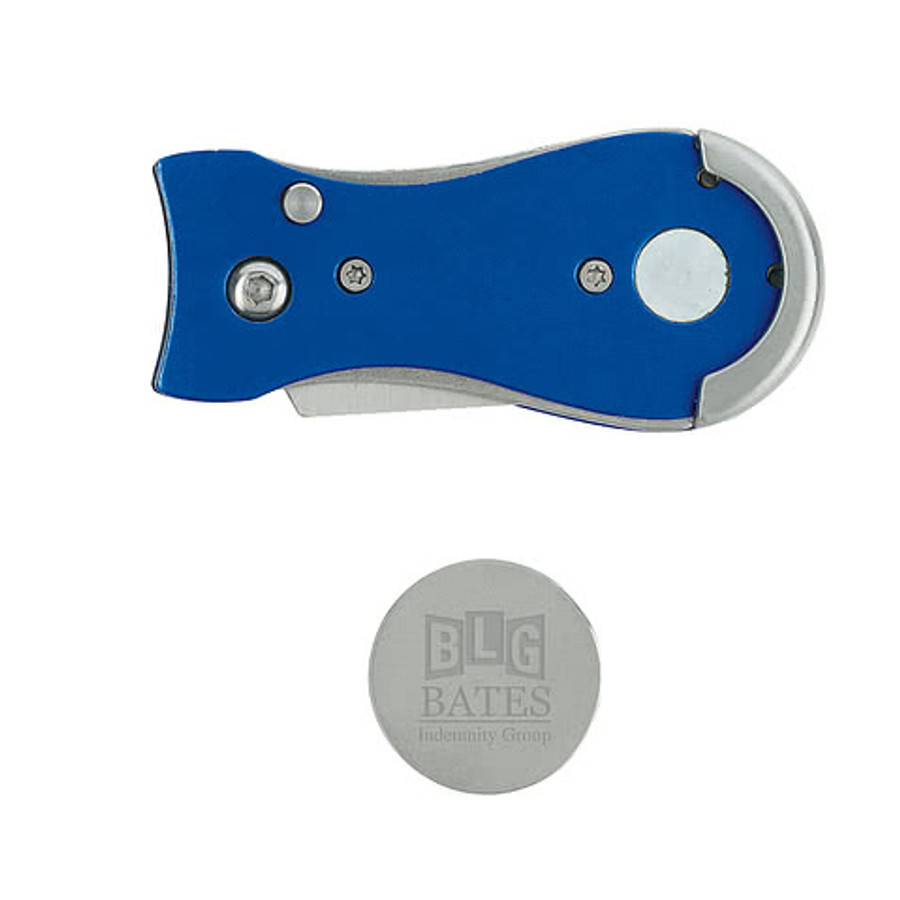 Laser Engraved Flip Divot Tool & Marker in Silver & Silver