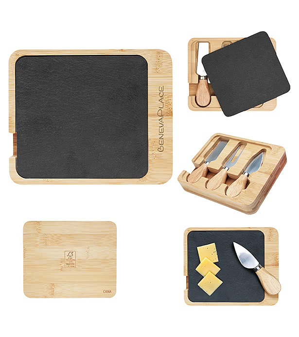 Slate & Bamboo Cheese Server Set