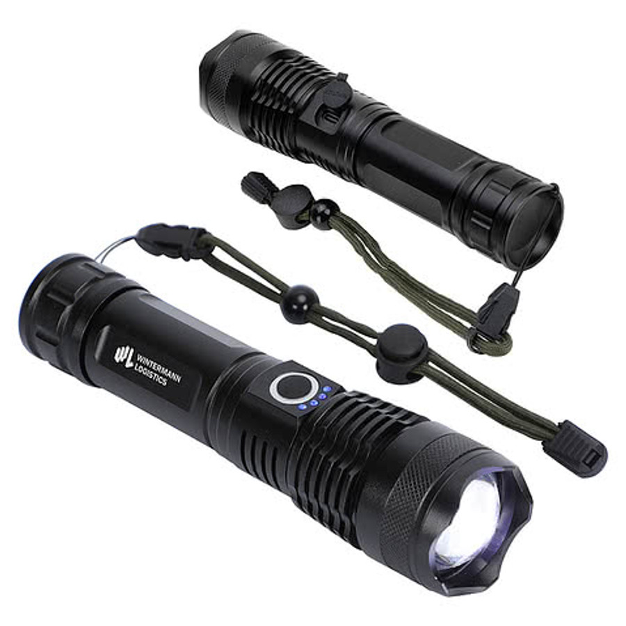 Best Buddy Tools Zoom Rechargeable Aluminum Telescopic LED Flashlight in Black