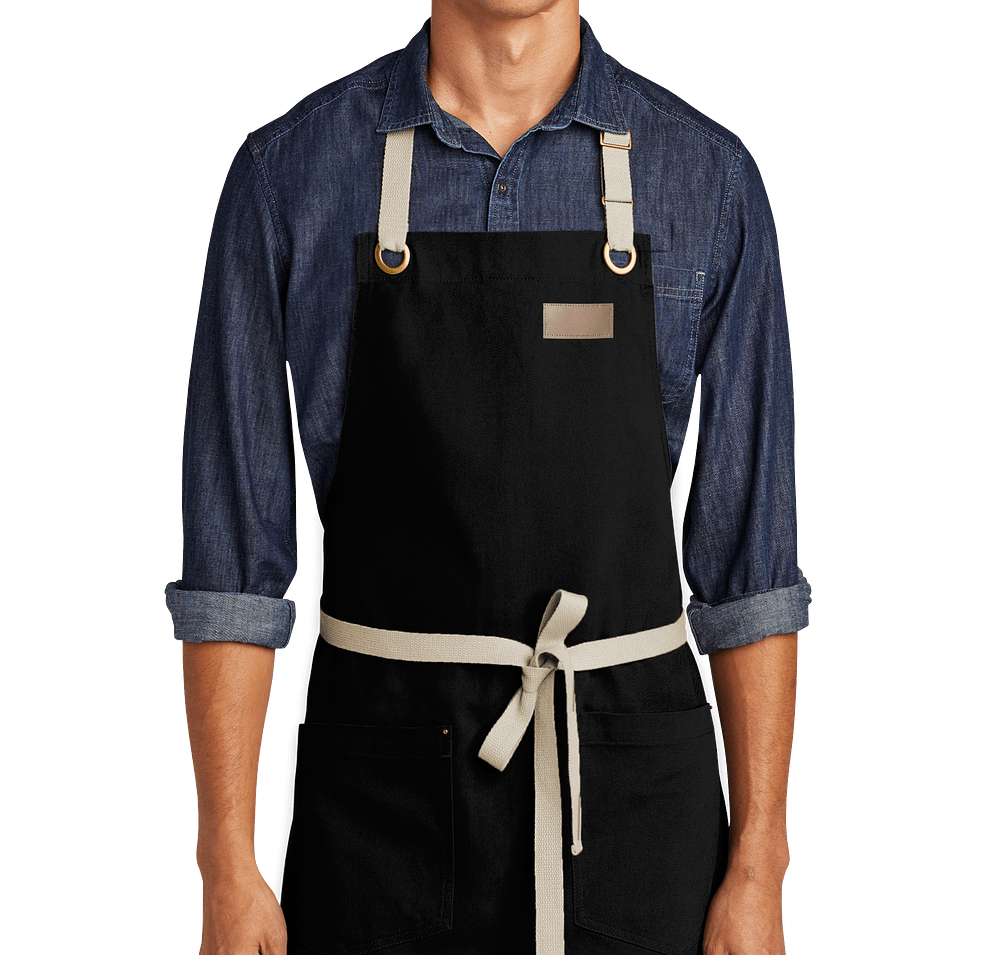Port Authority Canvas Two-Pocket Full Length Apron  - Faux Leather Patch-default