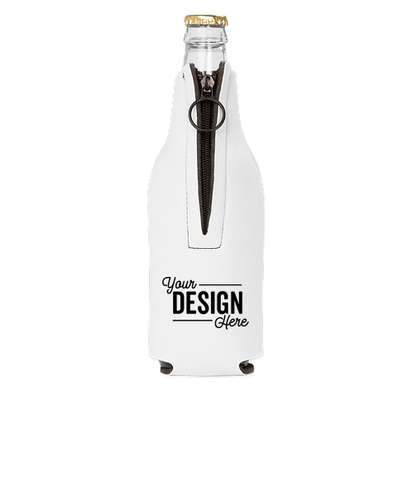 Foldable Foam Zipper Bottle Cooler - White