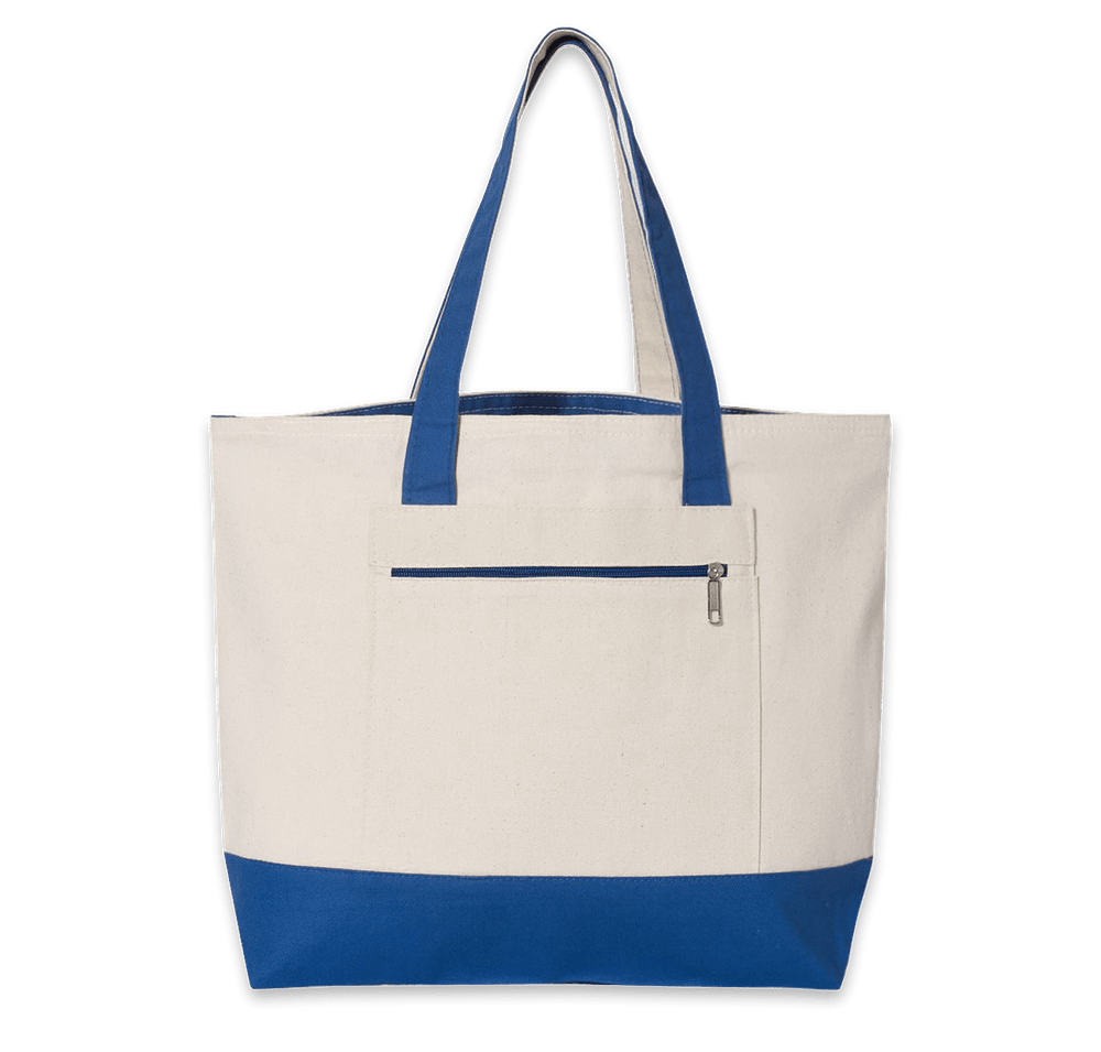 Large Front Zipper Cotton Tote Bag-default