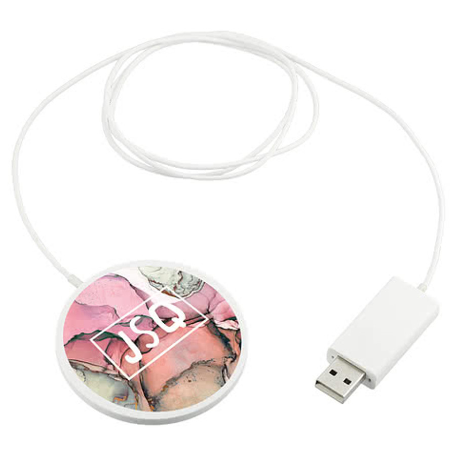 Full Color Ultra Thin Portable Wireless Charging Pad in White