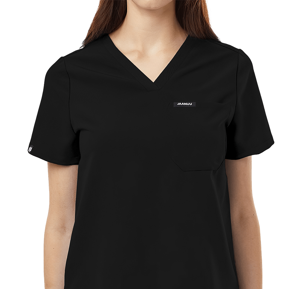 Jaanuu Women's Rhena Essential One-Pocket V-Neck Scrub Top - Embroidered-default