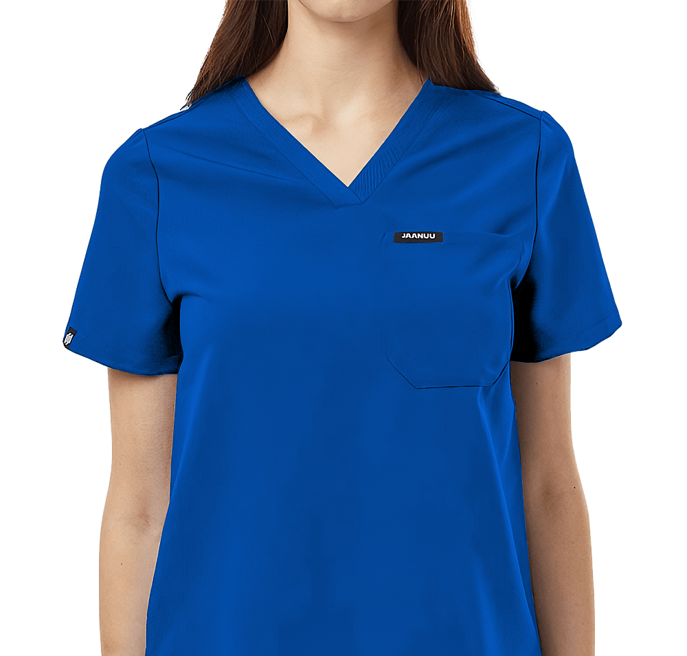 Jaanuu Women's Rhena Essential One-Pocket V-Neck Scrub Top - Embroidered-default