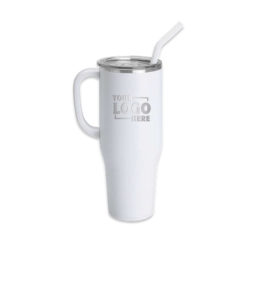 Swig Life Laser Engraved 40 oz. Stainless Steel Tumbler with Straw in White