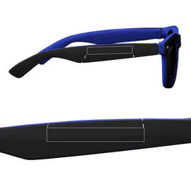 Two-Tone Glossy Sunglasses - Color: Black / Blue