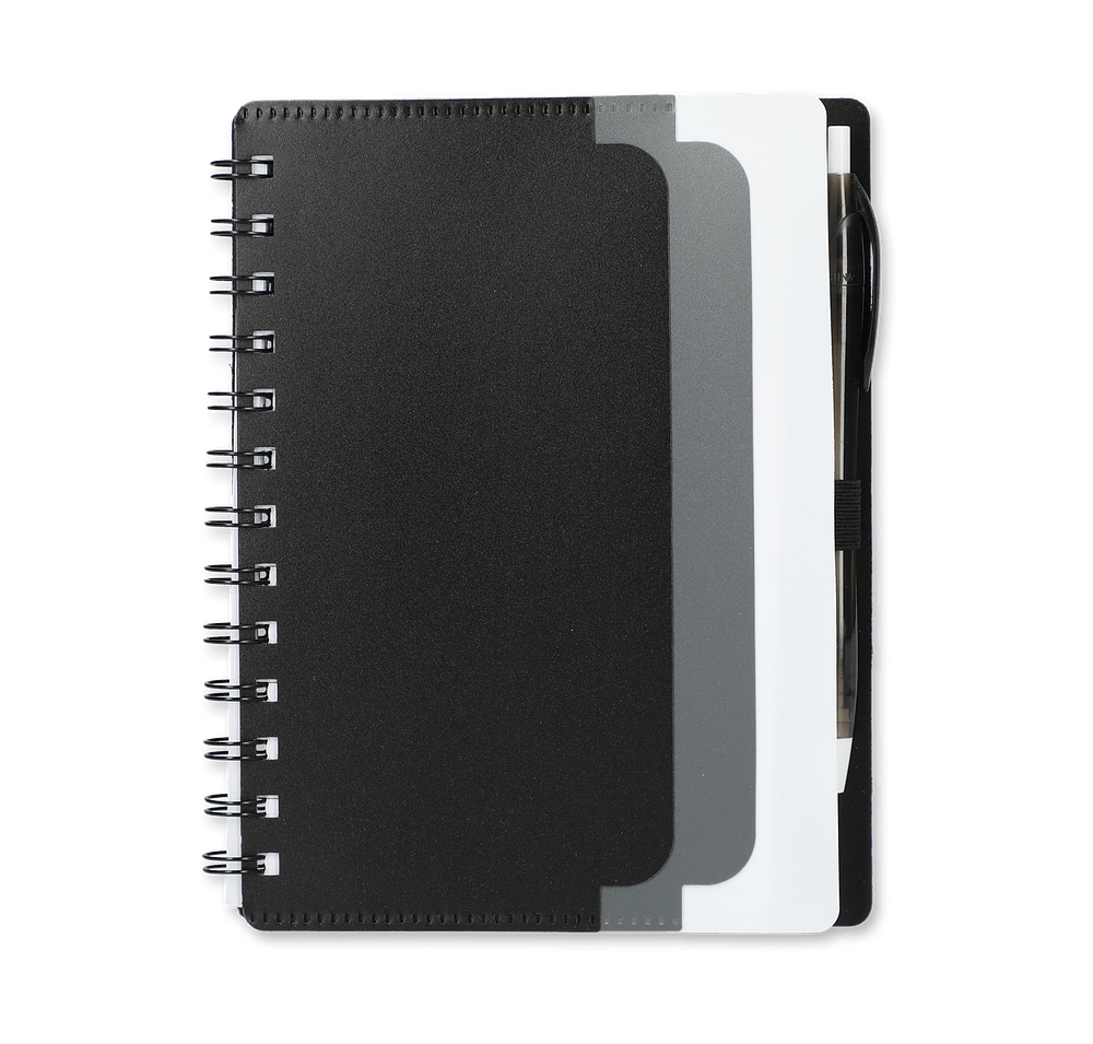 Recycled Soft Cover Dual Pocket Spiral Notebook with Pen-default
