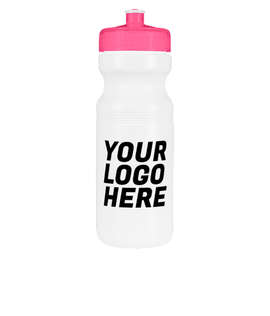 24 oz. Bike Water Bottle - Color: White / Translucent Hot Pink