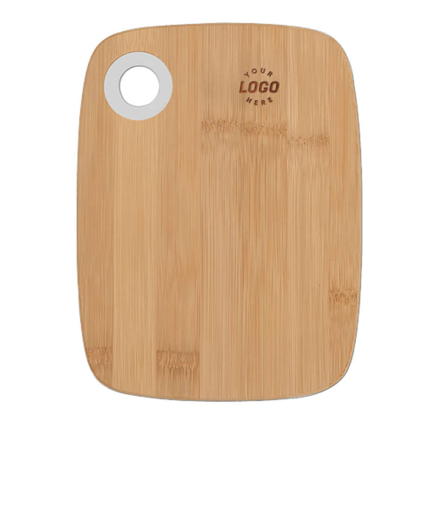 Laser Engraved Small Bamboo Cutting Board with Silicone Ring in White
