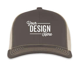 Pacific Headwear Contrast Stitch Snapback Trucker Hat - Color: Brown / Khaki / Brown