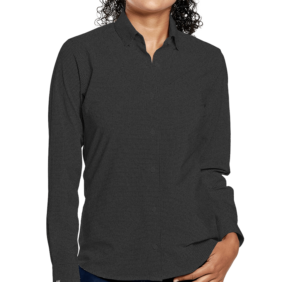 Storm Creek Women's Influencer Windowpane Long Sleeve Dress Shirt - Embroidered-default