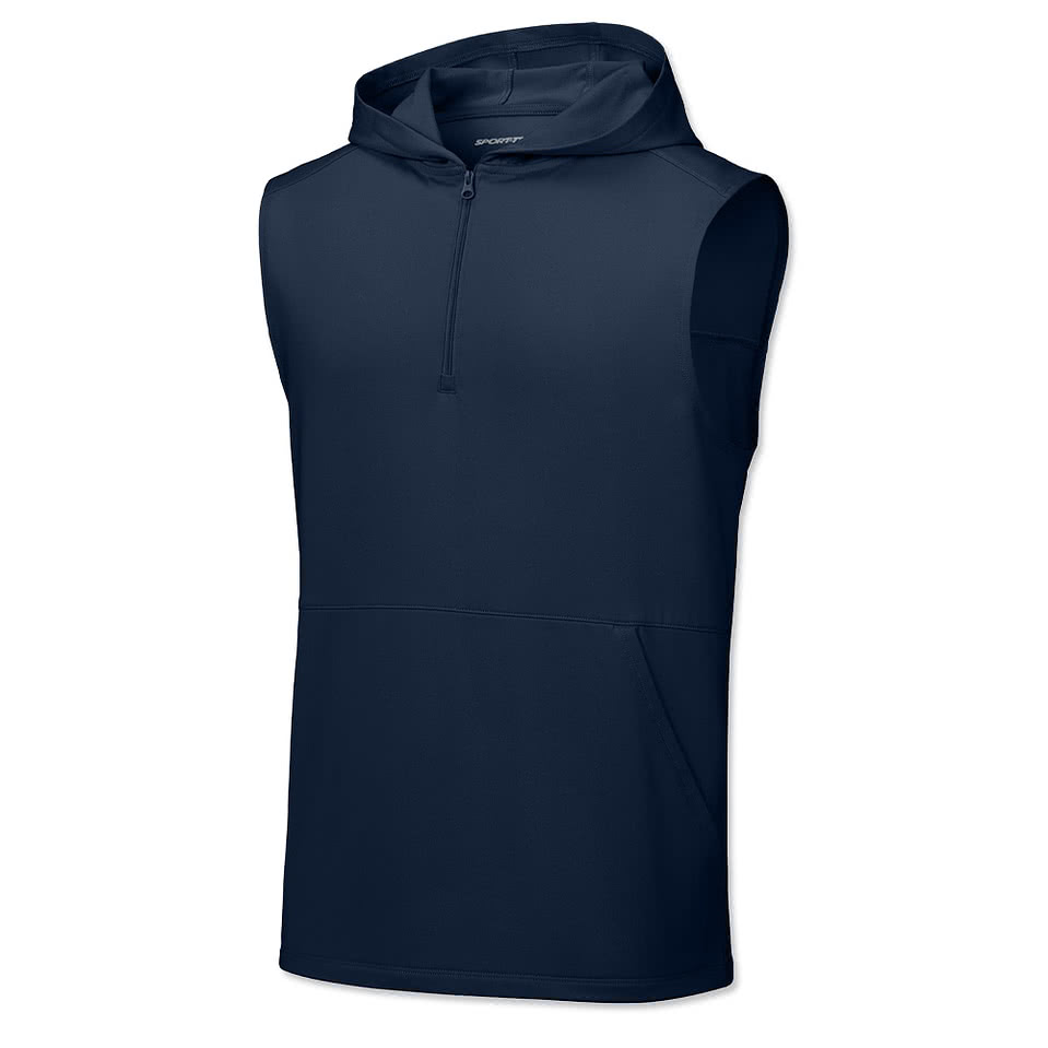 Sport-Tek Sport-Wick Stretch Sleeveless Hooded Quarter Zip Sweatshirt