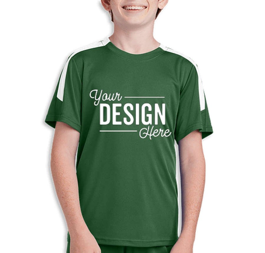 Sport-Tek Youth Competitor United Performance Jersey in Forest Green / White