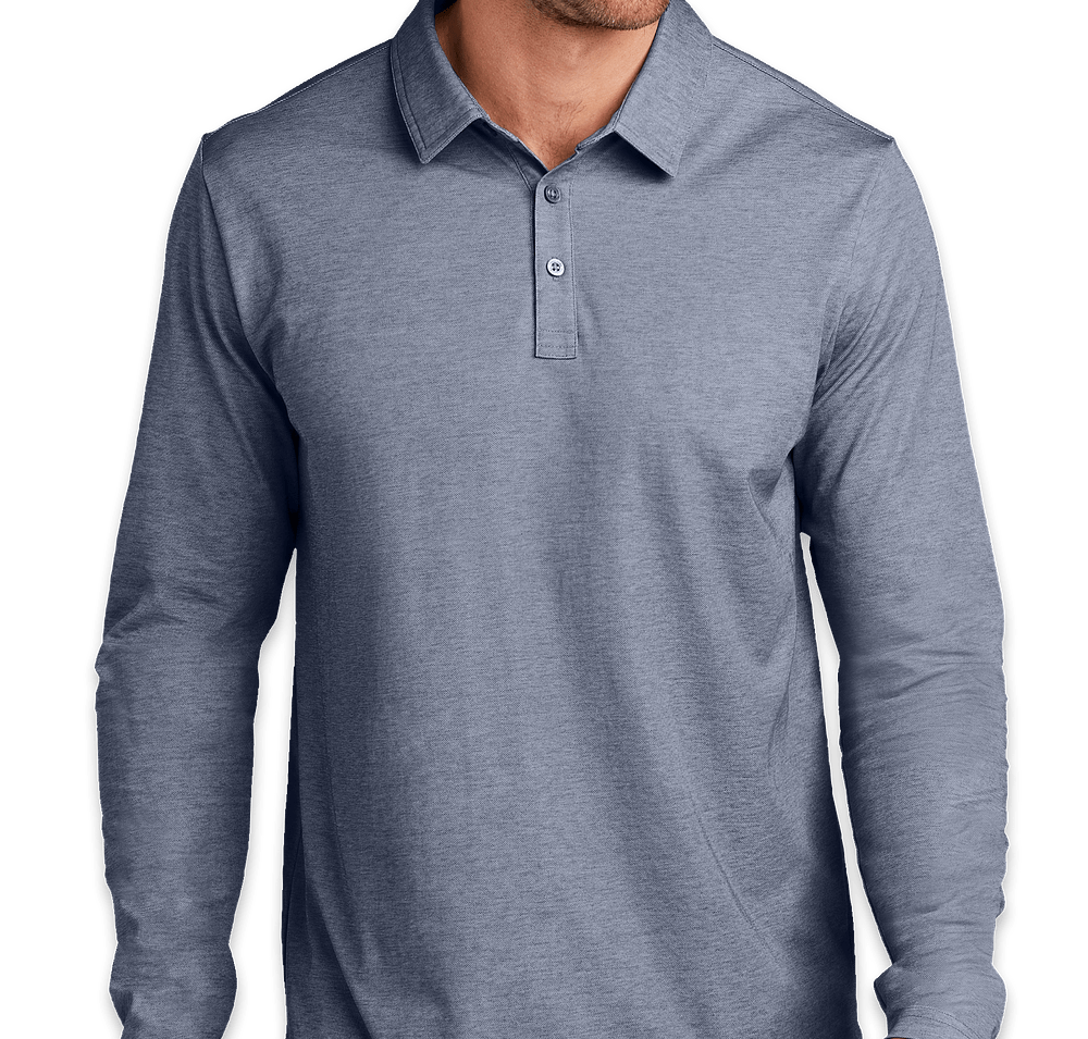 TravisMathew Oceanside Heather Long Sleeve Performance Polo - Printed-default