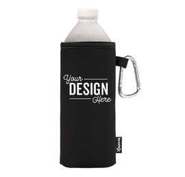 Foldable Large Bottle KOOZIE ® w/ carabiner - Color: Black