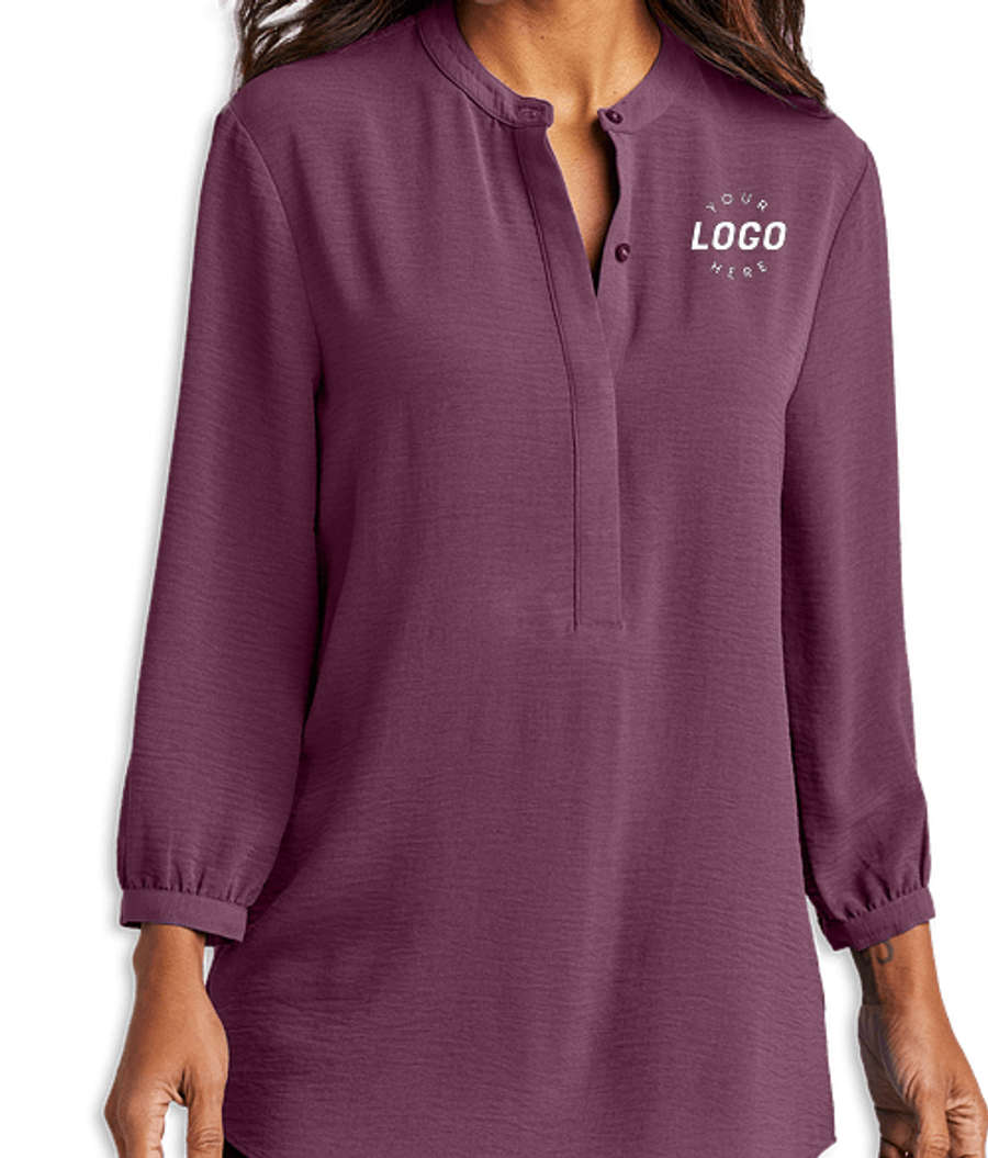 Port Authority Women's 3/4 Sleeve Textured Crepe Tunic in Purple Mist