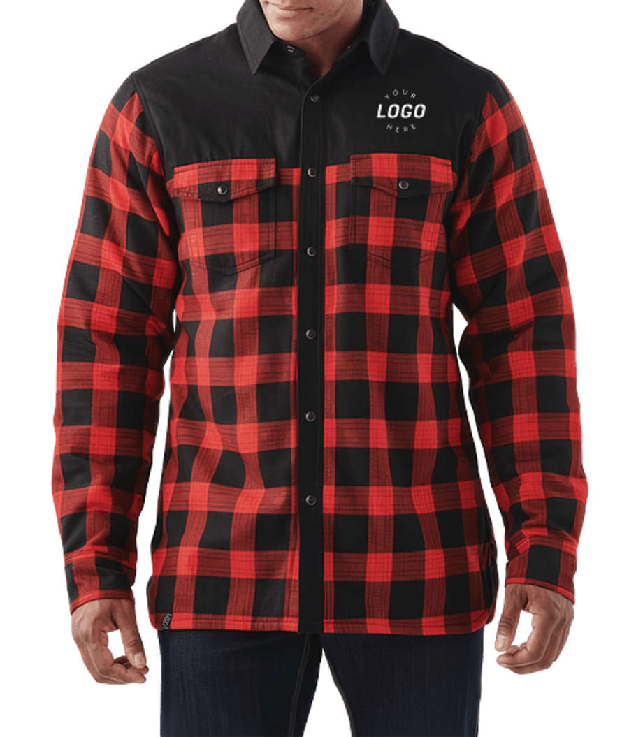 Stormtech Logan Fleece Lined Thermal Long Sleeve Shirt in Black / Red Plaid