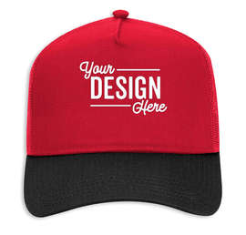 Otto Cap Five-Panel Trucker Hat - Embroidered - Color: Black / Red