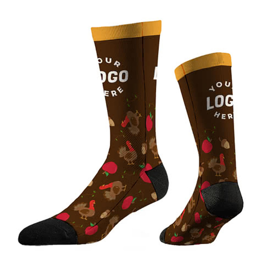 Thanksgiving Crew Socks in Brown