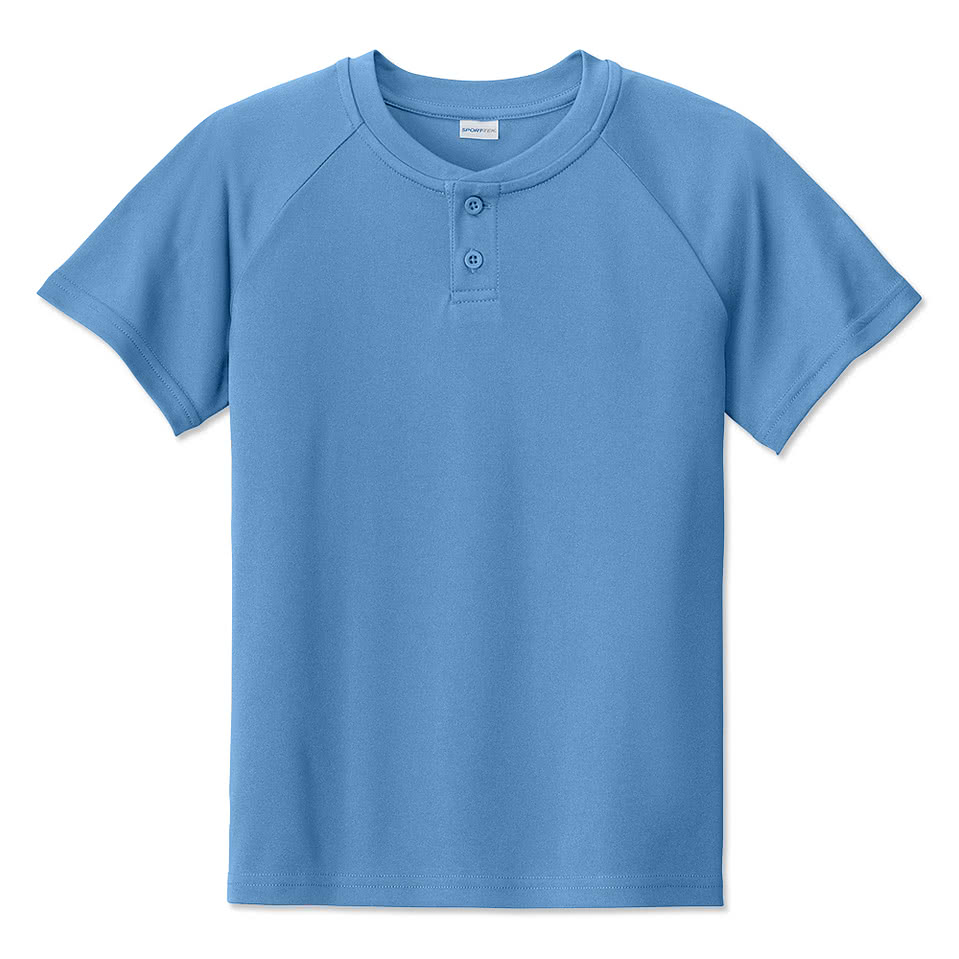 Sport-Tek Youth Competitor 2-Button Baseball Henley